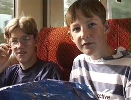 Oliver and Craig, part of Group 1, on the 07:00 train from Newton Abbot to Birmingham New Street
